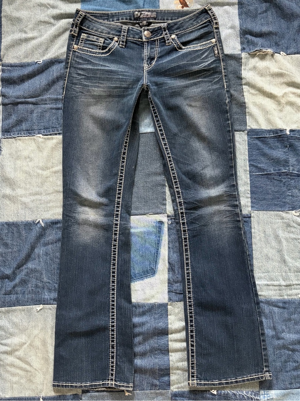 silver jeans low rise aiko bootcut dark denim size 28